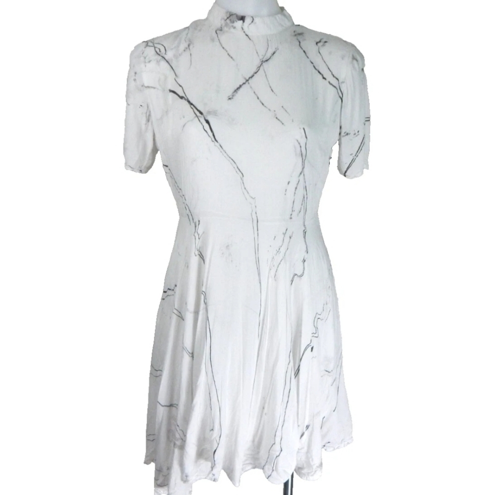 Tina + Jo Marble Print Mock Neck Dress